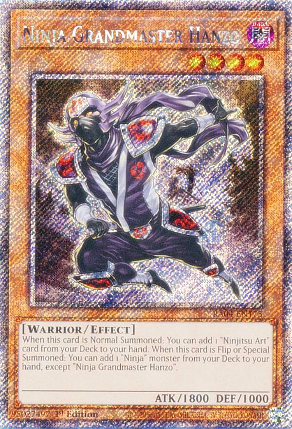 遊戯王 RA04-EN173 忍者マスター HANZO Ninja Grandmaster Hanzo (英語版 1st Edition プラチナシークレットレア) Quarter Century Stampede