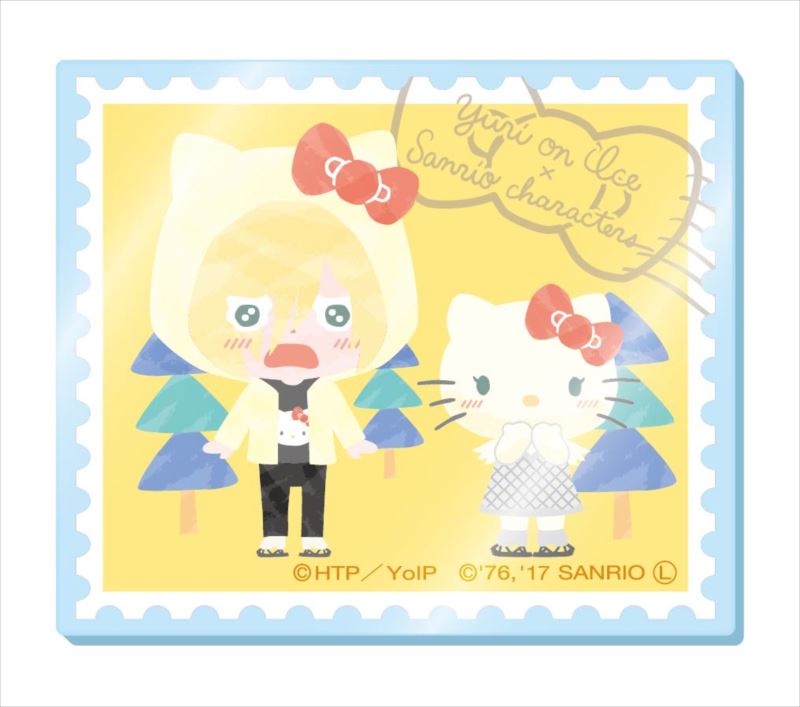 【ユーリ×ハローキティ デザインF】ユーリ!!! on ICE × サンリオキャラクターズ トレーディング切手風アクリルバッジ【シングル販売】