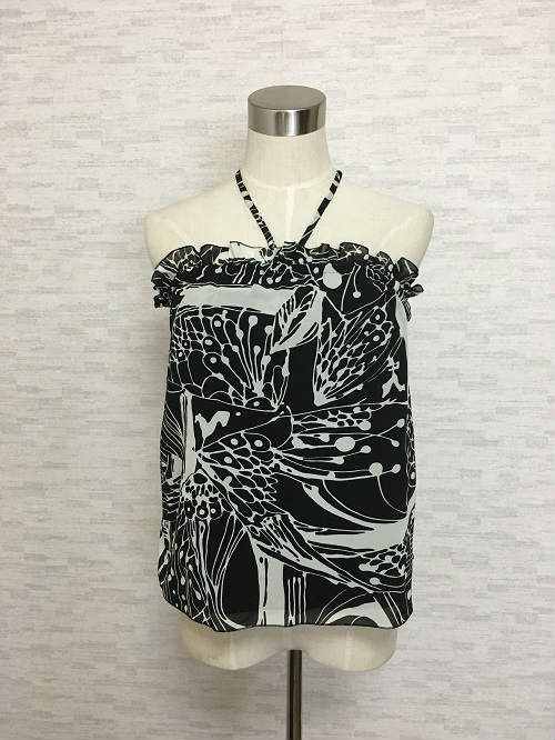 Sovereign 【ソブリン】DOUBLE STANDARD CLOTHINGホルターネックトップスボタニカル黒白【中古】