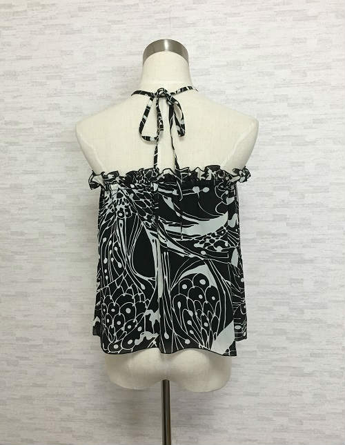 Sovereign 【ソブリン】DOUBLE STANDARD CLOTHINGホルターネックトップスボタニカル黒白【中古】