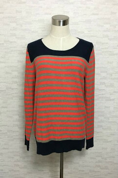 GAP【ギャップ】切替ボーダーニットネイビーオレンジグレーL【中古】