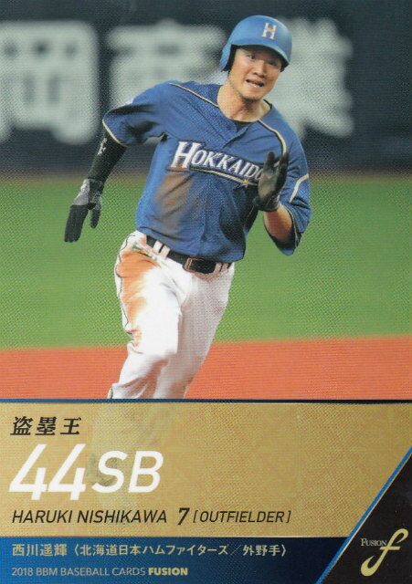 2018 BBM ベースボールカード FUSION 107 盗塁王 西川遥輝 北海道日本ハムファイターズ レギュラーカード/タイトルホルダー 