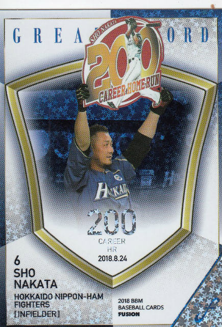 2018 BBM ベースボールカード FUSION GR10 中田 翔 北海道日本ハムファイターズ (インサートカード/GREAT RECORD)