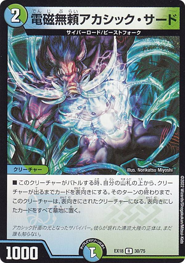 デュエルマスターズ DMEX18 30/75 電磁無頼アカシック・サード (R レア) 20周年超感謝メモリアルパック 裏の章 パラレル・マスターズ (DMEX-18)