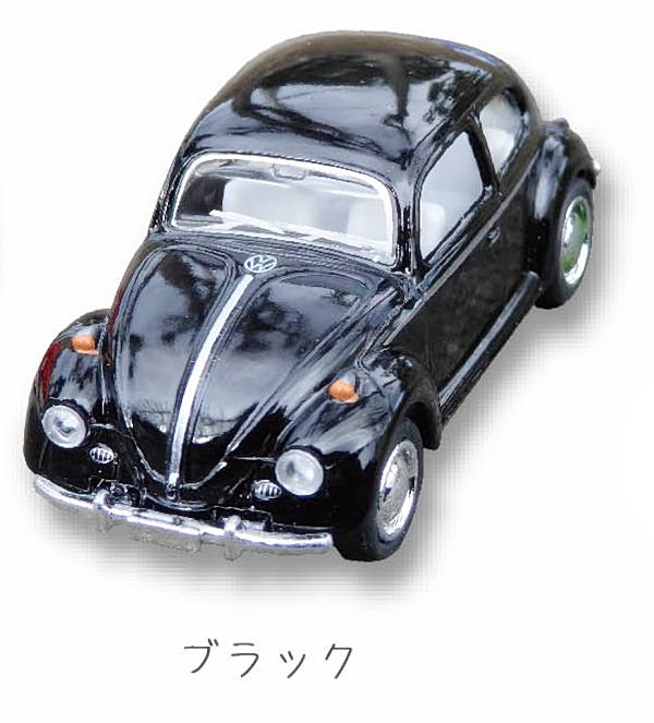 【ブラック】 1/64 Volkswagen Type1 ビートル ダイキャストプルバックミニカー