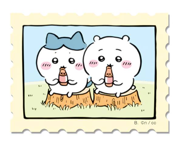 【ちいかわ＆ハチワレ (切手風) 】 ちいかわ ダイカットステッカーセット5