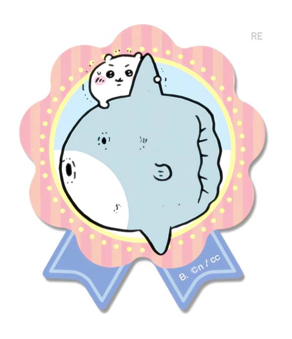 【ちいかわ＆マンボウ (エンブレム型) 】 ちいかわ ダイカットステッカーセット5