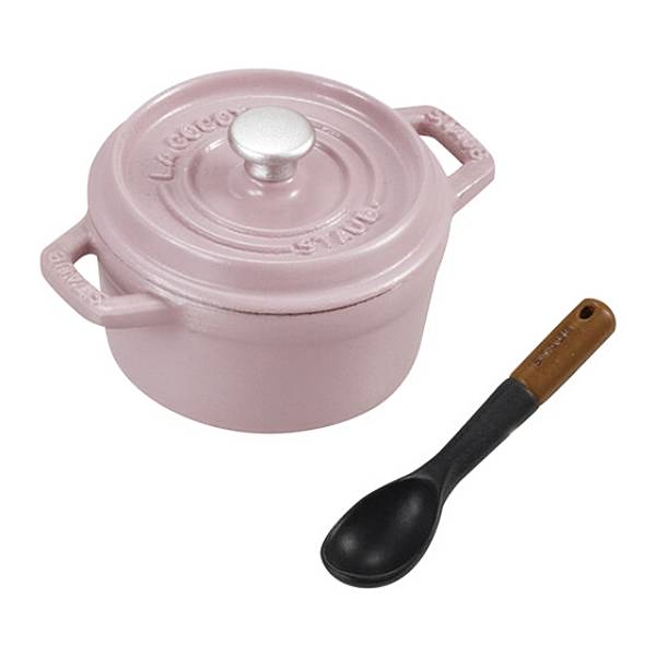 【ピコ・ココット ラウンド シフォンローズ ＆サービングスプーン】STAUB ミニチュアコレクション