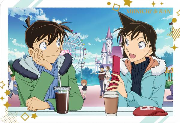 【[メタリックエンボス加工] 20.工藤新一＆毛利蘭 (ビジュアルカード) (レア) 】 イタジャガ 名探偵コナンのサムネイル