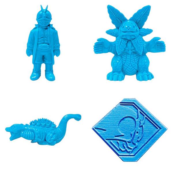 【[青色] Dセット (仮面ライダー、ガボラ、ゴジラ第二形態、エンブレムD)】シン・ジャパン・ヒーローズ・ユニバース ケシゴムのサムネイル