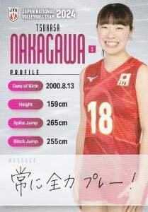 【RG78 中川つかさ (レギュラーカード) 】 バレーボール女子日本代表 2024 トレーディングカード