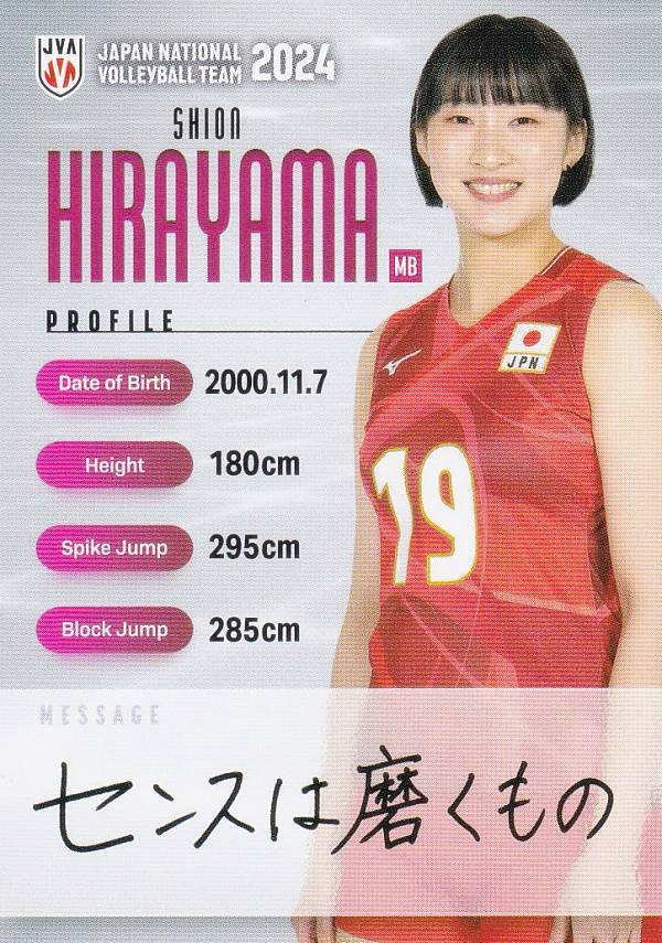 【RG79 平山詩嫣 (レギュラーカード) 】 バレーボール女子日本代表 2024 トレーディングカード