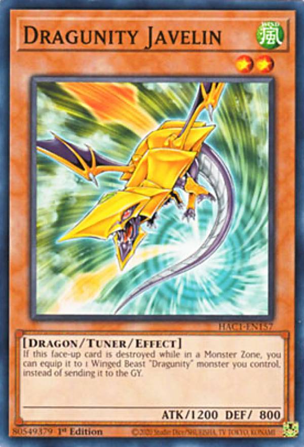 遊戯王 HAC1-EN157 ドラグニティ-ジャベリン Dragunity Javelin (英語版 1st Edition ノーマルパラレル) Hidden Arsenal:Chapter 1【海外品 小傷がある場合もございます】