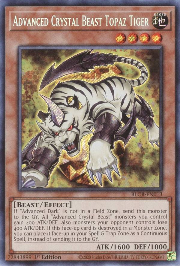 遊戯王 BLCR-EN013 A宝玉獣 トパーズ・タイガー Advanced Crystal Beast Topaz Tiger (英語版 1st Edition シークレットレア) Battles of Legend：Crystal Revenge