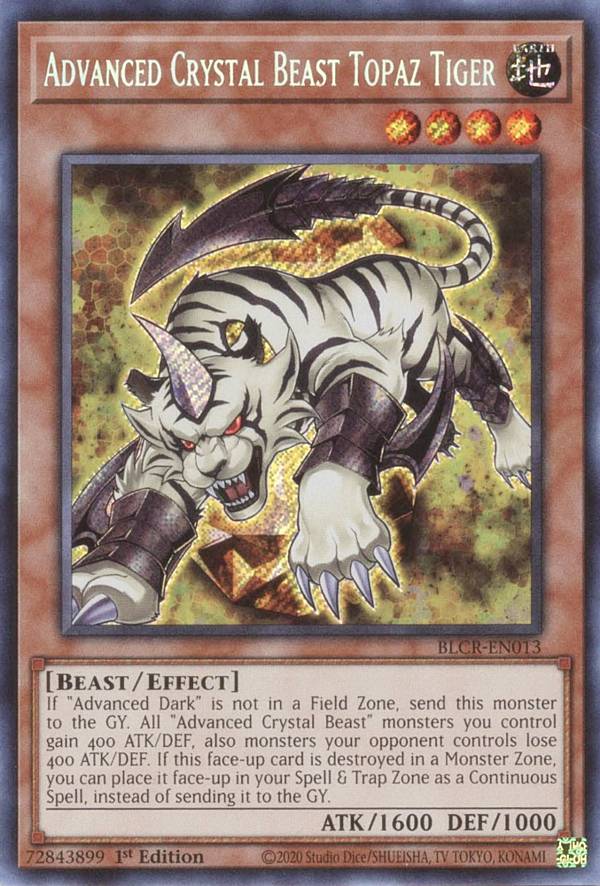 遊戯王 BLCR-EN013 A宝玉獣 トパーズ・タイガー Advanced Crystal Beast Topaz Tiger (英語版 1st Edition シークレットレア) Battles of Legend:Crystal Revenge