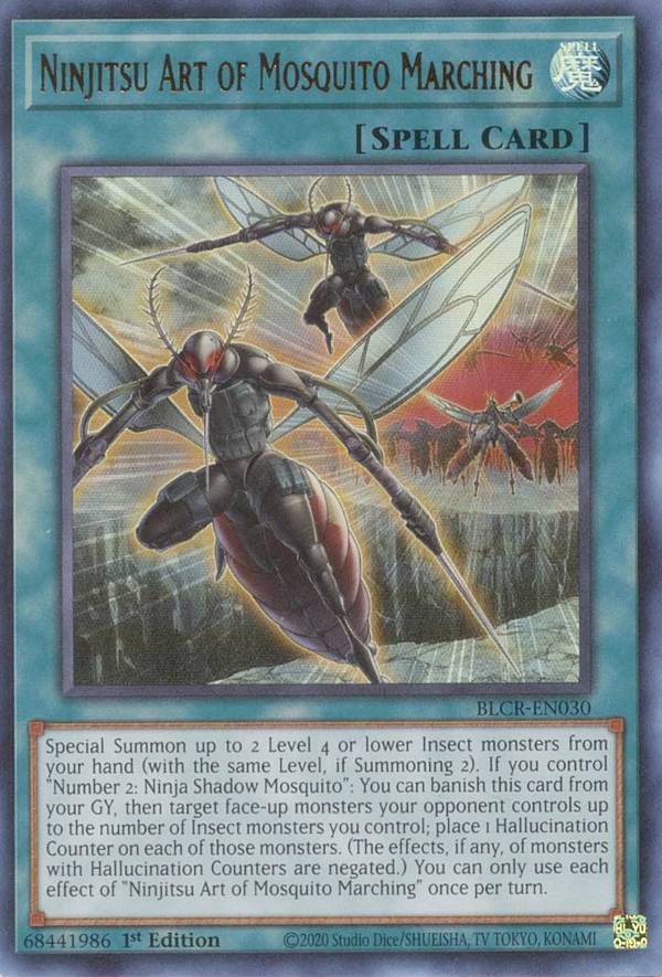 遊戯王 BLCR-EN030 蚊学忍法・軍蚊マーチ Ninjitsu Art of Mosquito Marching (英語版 1st Edition ウルトラレア) Battles of Legend：Crystal Revenge