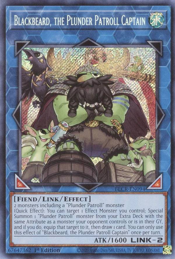 遊戯王 BLCR-EN094 海造賊-キャプテン黒髭 Blackbeard, the Plunder Patroll Captain (英語版 1st Edition シークレットレア) Battles of Legend:Crystal Revenge