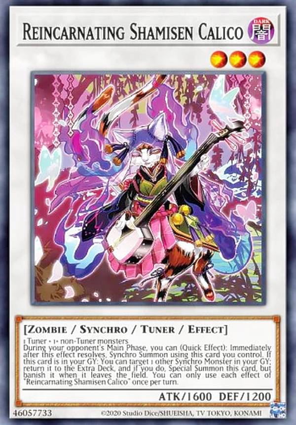 遊戯王 DABL-EN044 燐廻の三弦猫 Shamisen Samsara Sorrowcat (英語版 1st Edition スーパーレア) Darkwing Blast