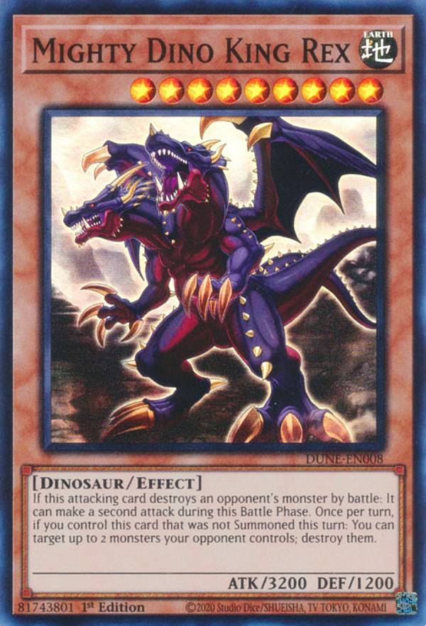 樂天商城 - 遊戯王 DUNE-EN008 竜王キング・レックス Mighty Dino King Rex (英語版 1st Edition スーパーレア) DUELIST NEXUS