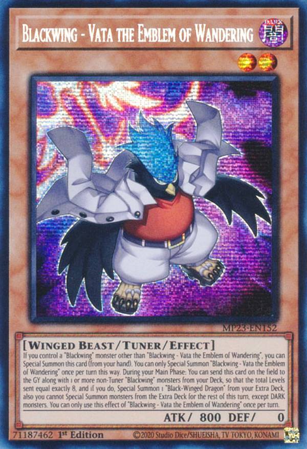 遊戯王 MP23-EN152 BF－無頼のヴァータ Blackwing - Vata the Emblem of Wandering (英語版 1st Edition プリズマティックシークレットレア) 25th Anniversary Tin：Dueling Heroes