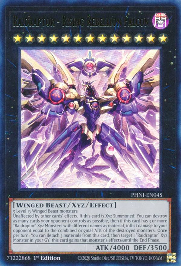 遊戯王 PHNI-EN045 RR－ライジング・リベリオン・ファルコン Raidraptor - Rising Rebellion Falcon (英語版 1st Edition ウルトラレア) PHANTOM NIGHTMARE