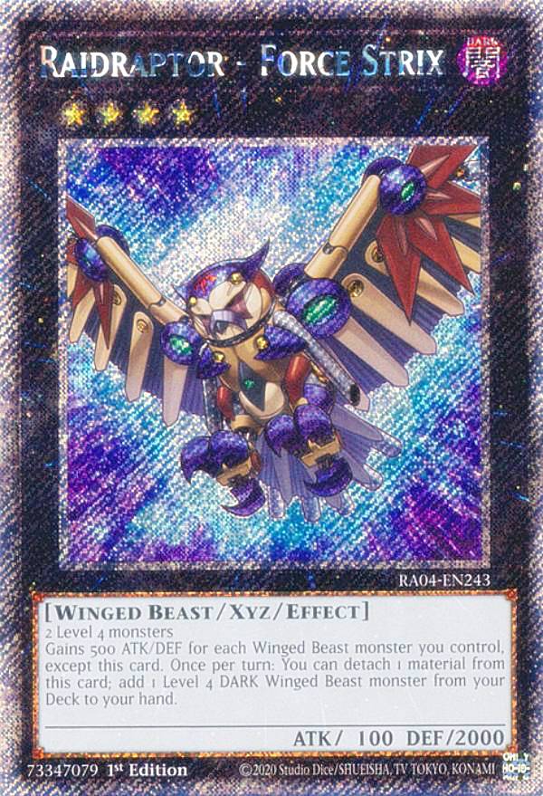 遊戯王 RA04-EN243 RR−フォース・ストリクス Raidraptor - Force Strix (英語版 1st Edition プラチナシークレットレア) Quarter Century Stampede