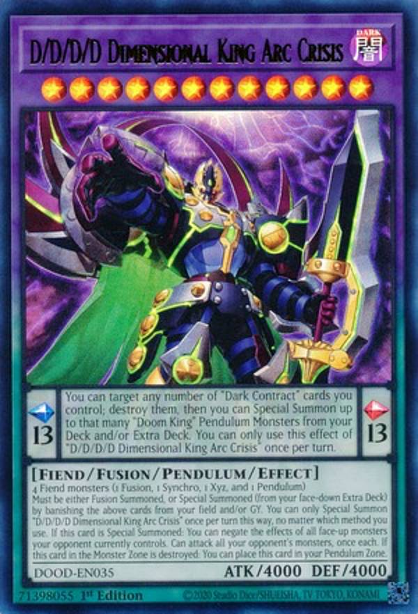 遊戯王 DOOD-EN035 DDDD偉次元王アーク・クライシス D/D/D/D Dimensional King Arc Crisis (英語版 1st Edition ウルトラレア) Doom of Dimensions