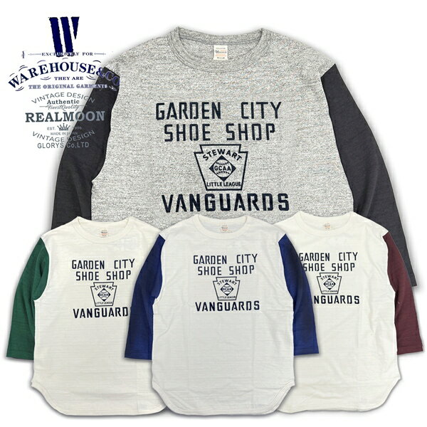WAREHOUSE ベースボールTEE No.WHC-4800GAR "7分袖ベースボールT・ガーデンシティ" ウエアハウス シャドウボーダー Tシャツ ロンティー メンズファッション アメカジ