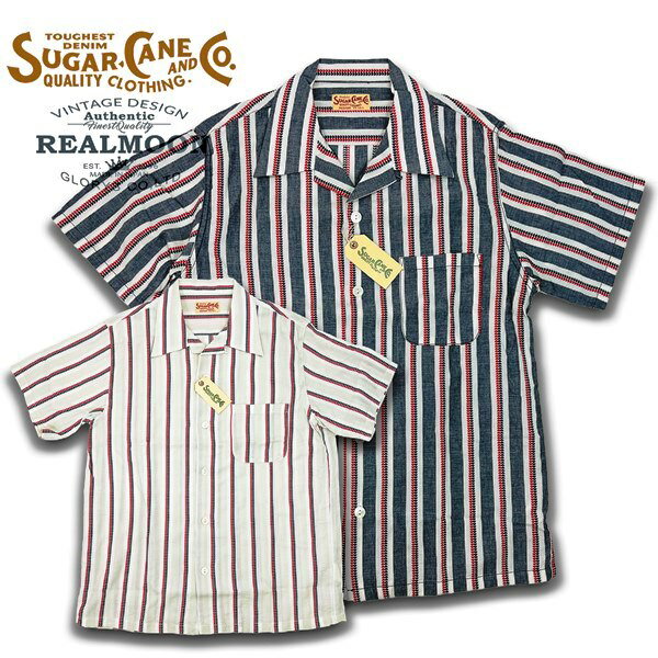 SUGAR CANE オープンシャツ No.SC39119 ハート ストライプ オープンシャツ シュガーケーン ストライプシャツ 半袖シャツ メンズファッション アメカジ