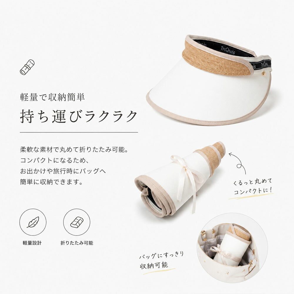 Realook ランジェリー楽天市場店のおしゃべりなバイザー 高品質ラフィア帽子 レディース ベージュ UVカット 紫外線対策 日除け 小顔効果 マダガスカル天然草使用 旅行用WBGYCUI-03-A｜アングル2