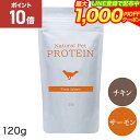 【5/1まで全品P10倍！LINE登録で最大1000円OFF】ナチュラル ペット プロテイン チキン／サーモン【120g】国内生産・国内品質　たんぱく質含有量約70％　グルテンフリー　管理栄養士監修　アレルギー対策済　加水分解処理　香料・着色料不使用 【ネコポス発送/メール便】