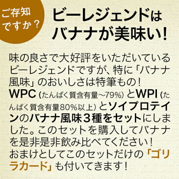 【8/20はエントリーでP10倍】ビーレジェンド ゴリラセット バナナ ソイ WPI(ホエイプロテイン 女性 男性 ダイエット 筋トレ)