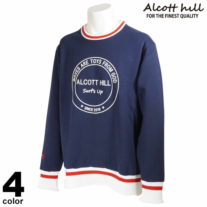 セール 30%OFF ALCOTT HILL アルコットヒル トレーナー メンズ 2021秋冬 クルーネック イルカ サーフ系 ニット サーフィン 新作 ロゴ 15-6501-10