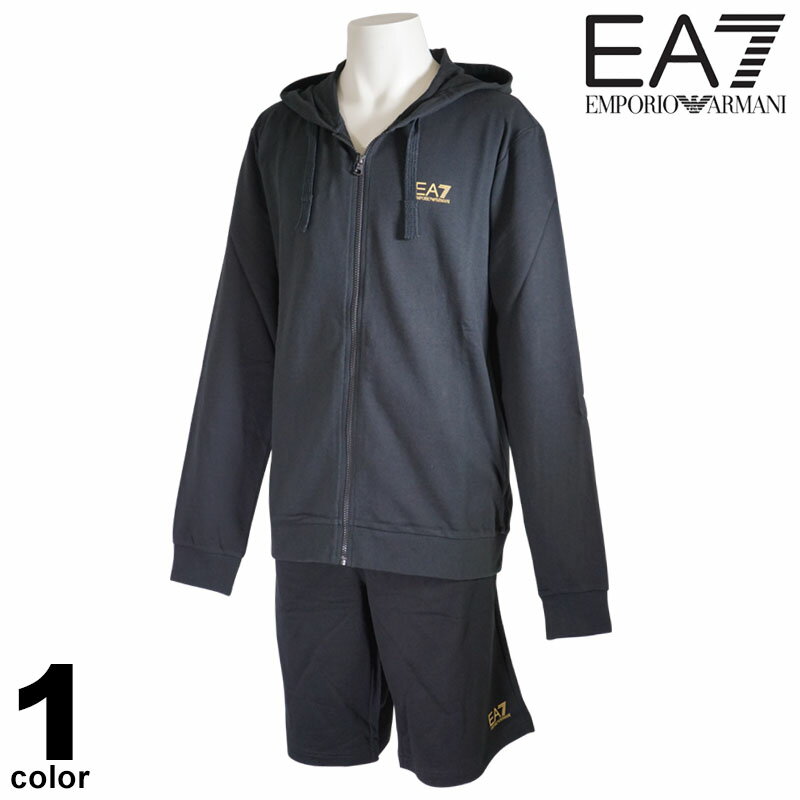 セール 30%OFF EA7 EMPORIO ARMANI エンポリオ アルマーニ 上下セット メンズ 春夏 短パン フード付き フルジップ ロゴ 14-6402-52