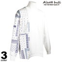 セール 30%OFF ALCOTT HILL アルコットヒル 長袖 カットソー メンズ 秋冬 クルーネック パッチワーク風 ロゴ 25-1506-10