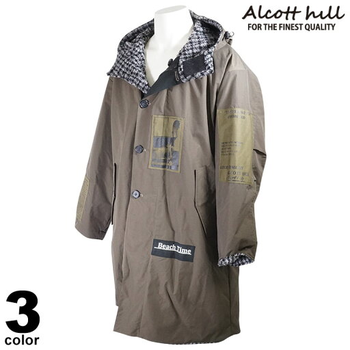 セール 30%OFF ALCOTT HILL アルコットヒル ブルゾンコート メンズ 秋冬 リバーシブル ボア素材 フード付き 防寒 ロゴ 25-4901-10 セール 30%OFF ALCOTT HILL アルコットヒル ブルゾンコート メンズ 秋冬 リバーシブル ボア素材 フード付き 防寒 ロゴ 25-4901-10
