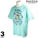 PAGELO パジェロ 半袖 カットソー メンズ 2022春夏 Tシャツ プリント クルーネック ロゴ 21-2504-07