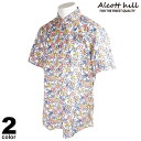 セール 30%OFF ALCOTT HILL アルコットヒル 半袖 カジュアルシャツ メンズ 春夏 花柄 コットン 総柄 ロゴ 21-2002-10