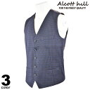 セール 30%OFF ALCOTT HILL アルコットヒル ベスト メンズ 秋冬 背面総柄 コットン 日本製 ロゴ 35-3510-10