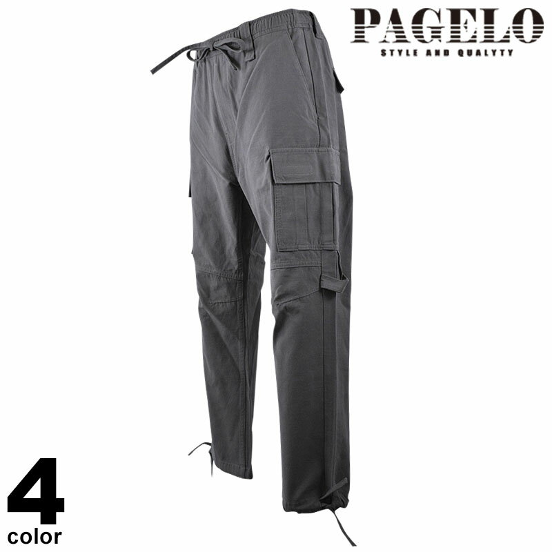 PAGELO パジェロ ロングパンツ メンズ 2023秋冬 カーゴパンツ 腰ひも付き カジュアル ロゴ 35-5308-07n