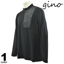 セール 30%OFF gino ジーノ 長袖 カットソー メンズ 秋冬 無地 日本製 コットン ロゴ 35-1604-02n