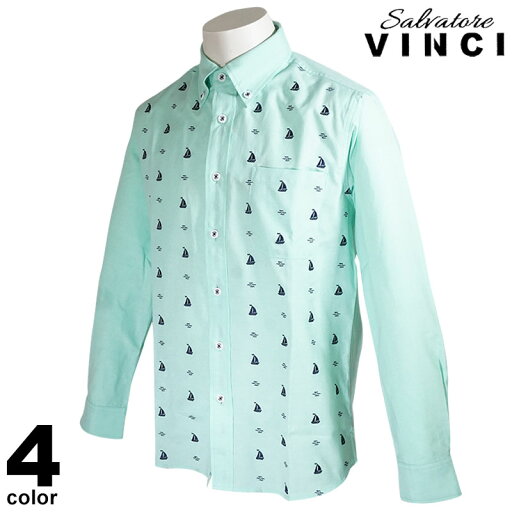 VINCI ヴィンチ 長袖 カジュアルシャツ メンズ 春夏 ボタンダウン マリン 胸ポケット付き 刺繍 ロゴ 31-1101-29 VINCI ヴィンチ 長袖 カジュアルシャツ メンズ 春夏 ボタンダウン マリン 胸ポケット付き 刺繍 ロゴ 31-1101-29