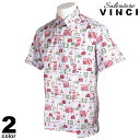VINCI ヴィンチ 半袖 カジュアルシャツ メンズ 春夏 ボタンダウン マリン 旅行 手洗い可能 ロゴ 31-2100-29
