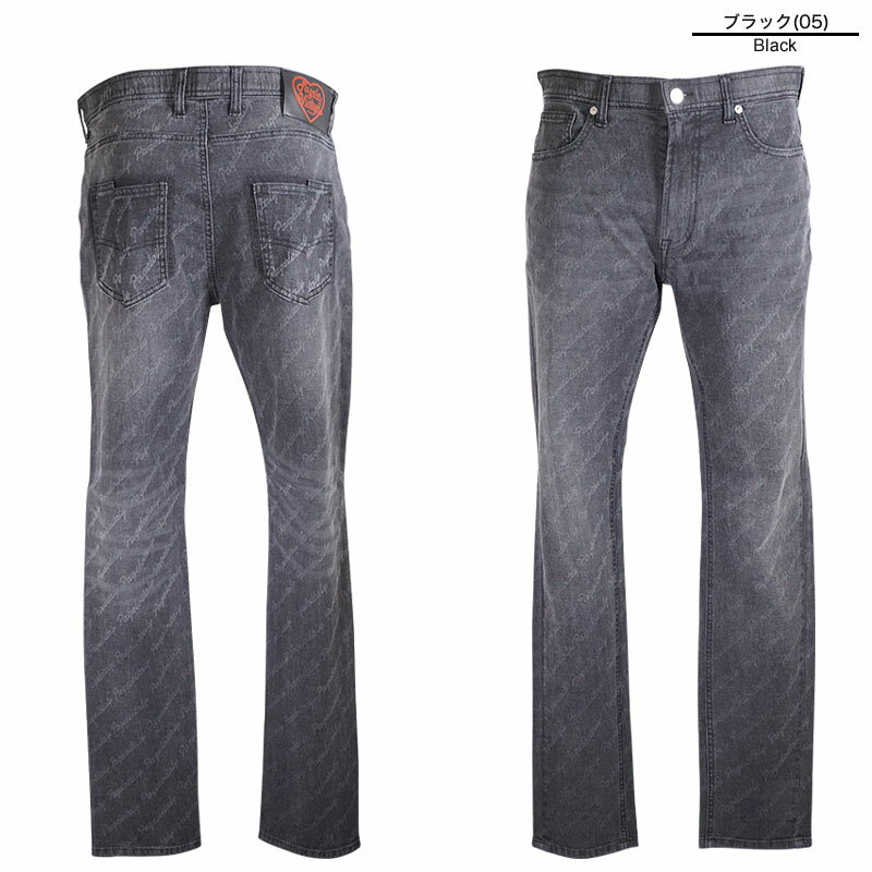 PAGELO パジェロ デニムパンツ メンズ 2023春夏 デニム ストレッチ カラフル ロゴ 31-5302-07