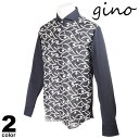セール 30%OFF gino ジーノ 長袖 カジュアルシャツ メンズ 春夏 花柄 刺繍 コットン 日本製 ロゴ 31-1005-02(4)