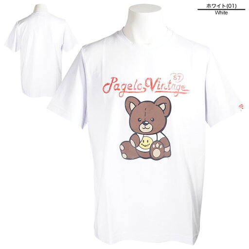 PAGELO パジェロ 半袖 カットソー メンズ 春夏 クルーネック クマ プリント ロゴ 31-2503-07