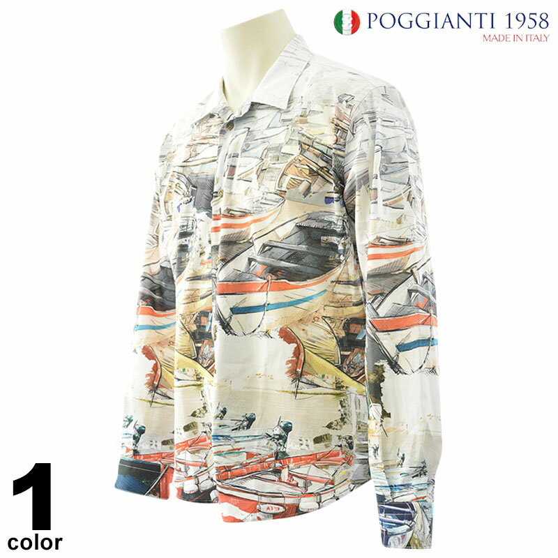 セール 30%OFF POGGIANTI 1958 ポジャンティ 長袖 カジュアルシャツ メンズ 春夏 総柄 インポート イタリア製 41-1005-61のサムネイル