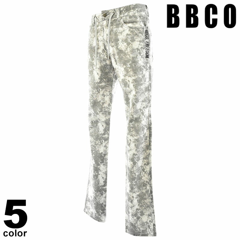 セール 30%OFF BBCO ビビコ デニムパンツ メンズ 春夏 デニム 腰ひも有 プリント ロゴ 41-5303-01n