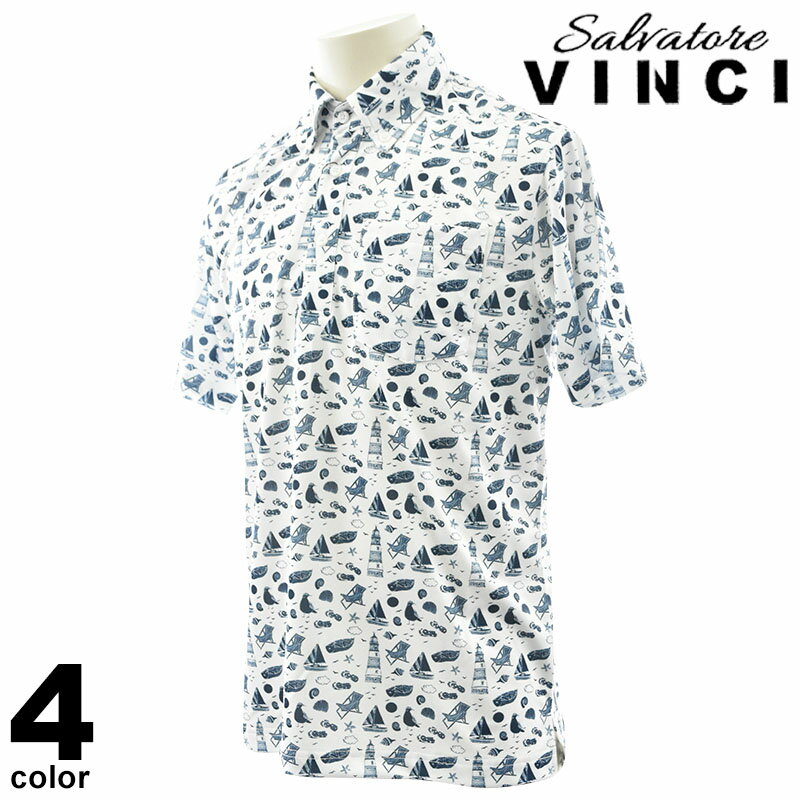 VINCI ヴィンチ 刺繍入りポロシャツ 半袖 メンズ 2025春夏 総柄デザイン 胸ポケット付 ストレッチ素材 ポリエステル100% 軽量 速乾 おしゃれ カジュアルトップス 51-2803-29