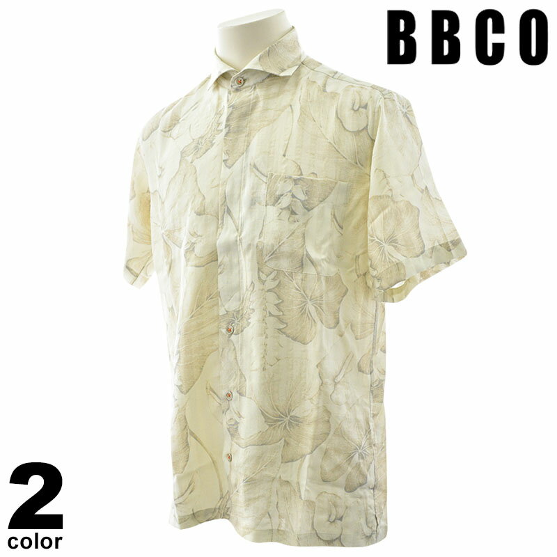 セール 30%OFF BBCO ビビコ 半袖 カジュアルシャツ メンズ 2025春夏 ボタニカル 再生繊維使用 レクセル 51-2003-01
